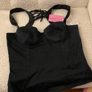 Ambrielle Black Lace-Up Bustier